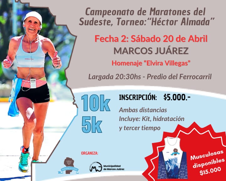 Maratón nocturna del sudeste en Marcos Juárez