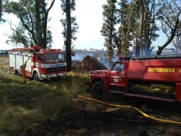 Bomberos Voluntarios de Marcos Juárez y Saira trabajaron por cinco horas en incendio rural