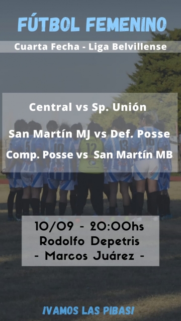 Fútbol femenino del Club San Martín juega este viernes 10 en Marcos Juárez por la Liga Bellvillense
