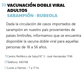  Vacunación doble viral adultos: sarampión - rubeola
