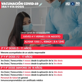 Calendario de vacunación: lunes 1 a viernes 5 de agosto