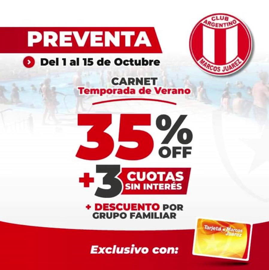 Argentino lanzó la venta de la temporada de verano con descuentos del 35% y más por grupo familiar