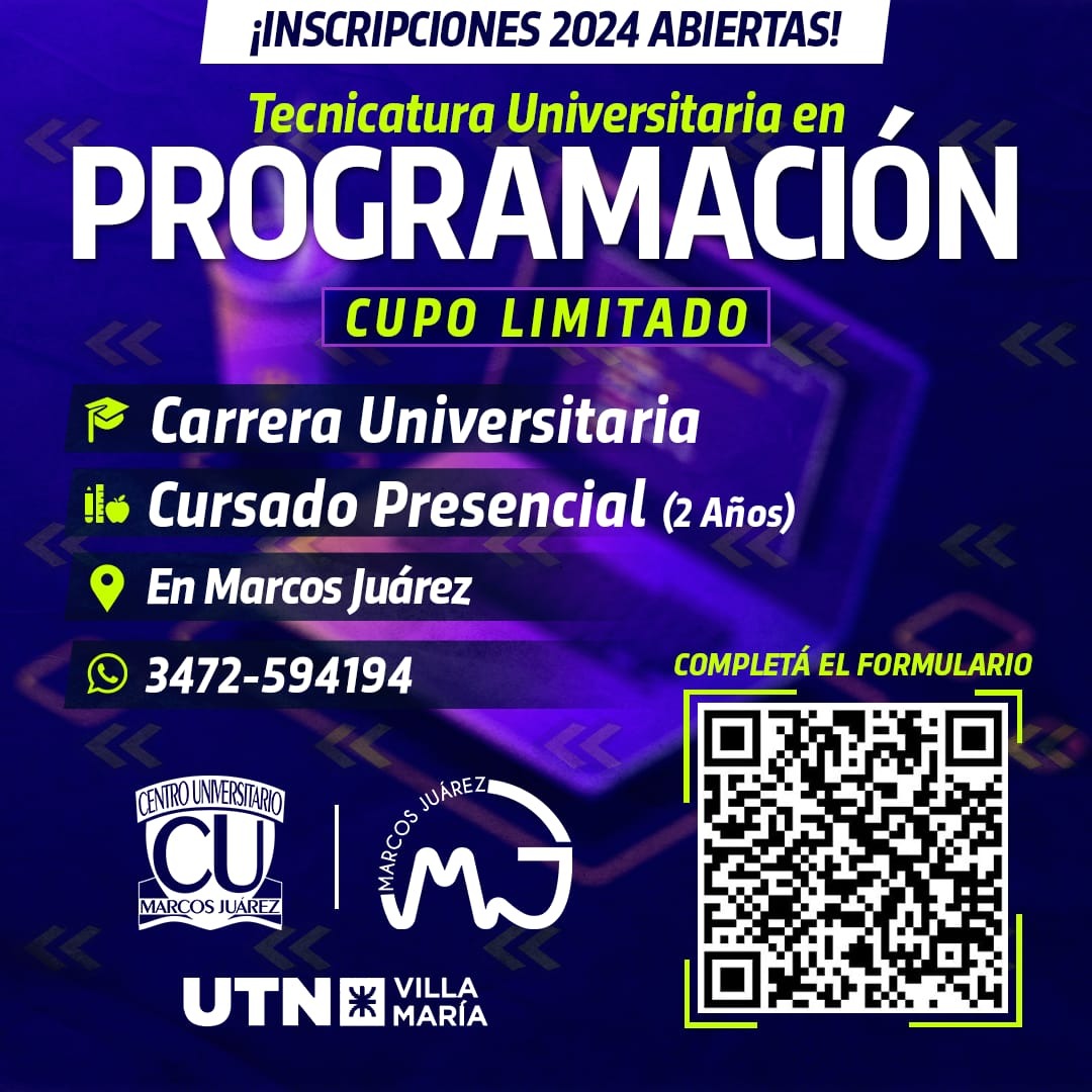 Inscripciones abiertas para la Tecnicatura universitaria en programación